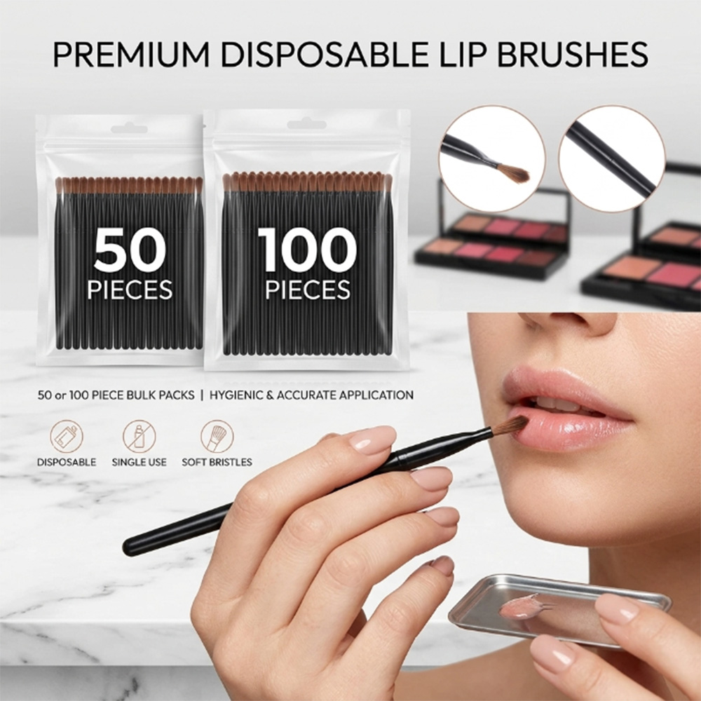 Beauty Makeup Background - 50/100 adet Tek Kullanımlık Dudak Fırçası